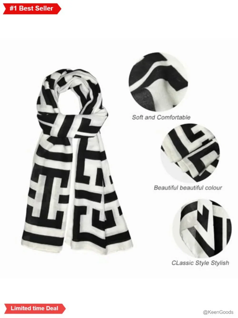 Women's Lightweight Cotton Polyester Blend Scarf Shawl Wrap